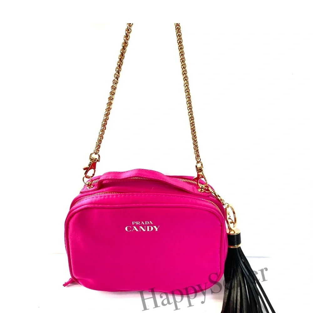 Prada Crossbody Bag Pouch Makeup Cosmetic Vanity Case Candy Pink Organizer New - Picture 5 of 13